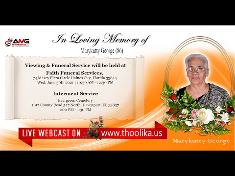 Marykutty George (86) Homegoing Service