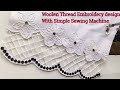 Make beautiful Border design by filling wool in the bobbin 🔥 Beautiful Normal machine Embroidery 