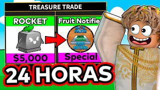 TRADEANDO de ROCKET a NOTIFICADOR DE FRUTAS en 24 HORAS en BLOX FRUITS!