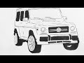 Как нарисовать машину Мерседес ВНЕДОРОЖНИК гелендваген легко How to draw a car Mercedes G klass easy