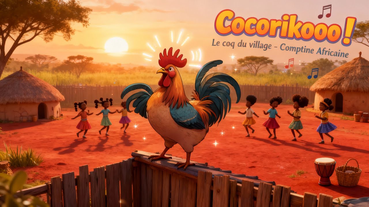 Cocorikoooo ! 🐓 Le Coq qui réveille tout le village ! | Comptine africaine