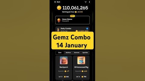 Gemz Daily Combo Today 14 January Daily Combo Today #gemz #combo #airdrop