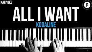 Kodaline - All I Want Karaoke SLOWER Acoustic Piano Instrumental Cover Lyrics