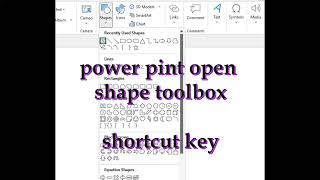 Power Pint Shortcut Key Open Shape Toolbox