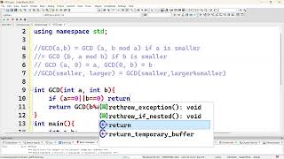 Recursive function to find GCD