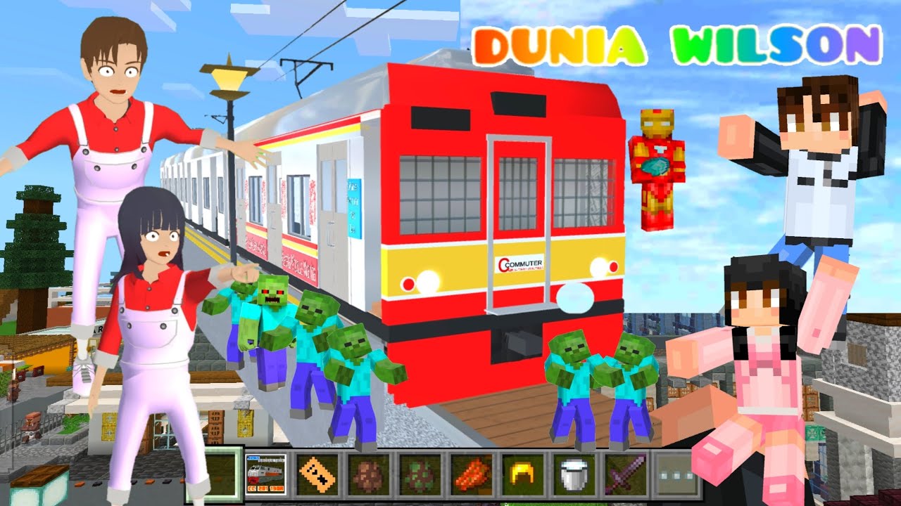 Yuta Mio Naik Kereta Api Minecraft Dikejar Zombie 🧟😱 Yuta Mio Steve Vs Zombie