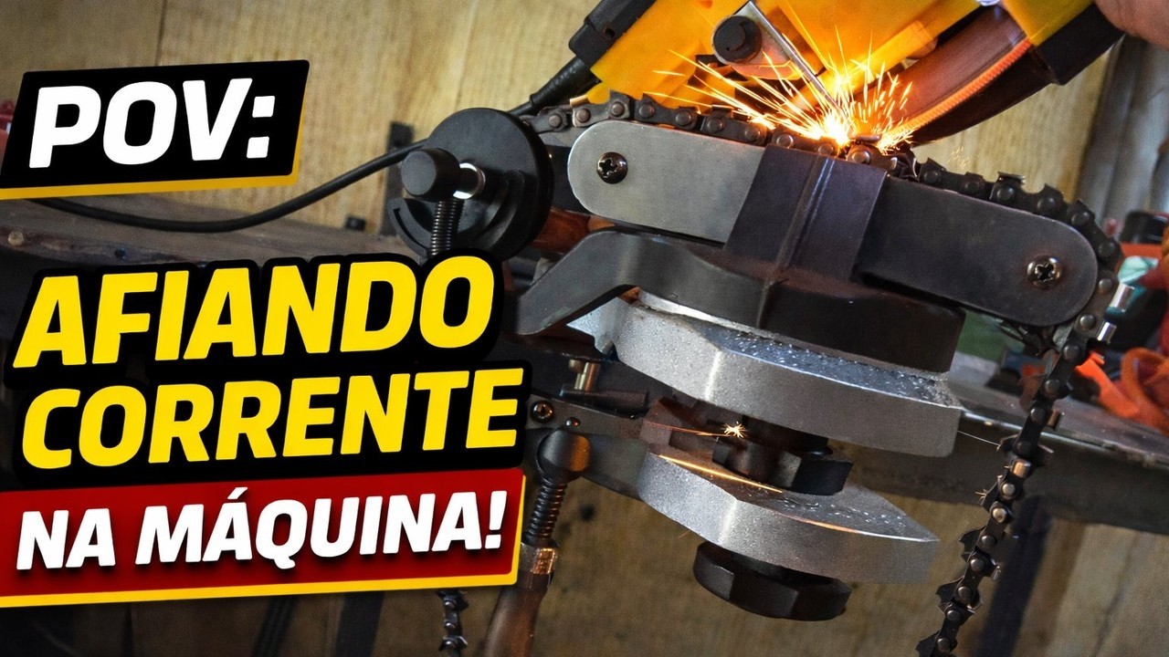 POV - Afiando Corrente de Motosserra na Máquina