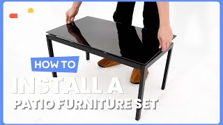 How to Install the 4 Pieces Patio Furniture Set with Glass Coffee Table | HW65848 #costway #howto