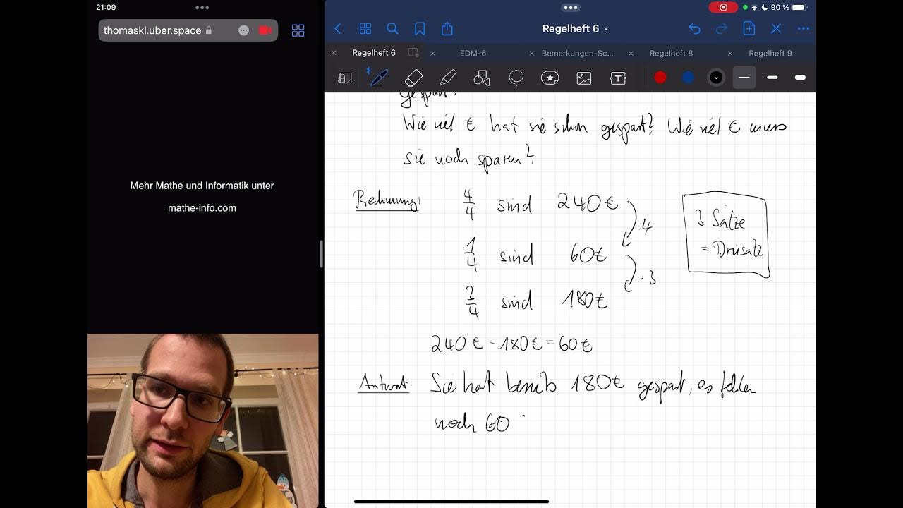 Regelheft-6: 2.5 Brüche in Sachaufgaben - Dreisatz - Teil 1 - YouTube