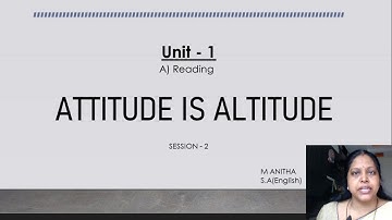Attitude is Altitude - session 2 intorduction