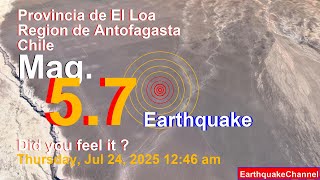 49 km Northeast of Calama, Provincia de El Loa, Region de Antofagasta, Chile Earthquake today now