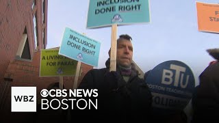 Boston teachers hold information picket after months without contract, calling for more resources