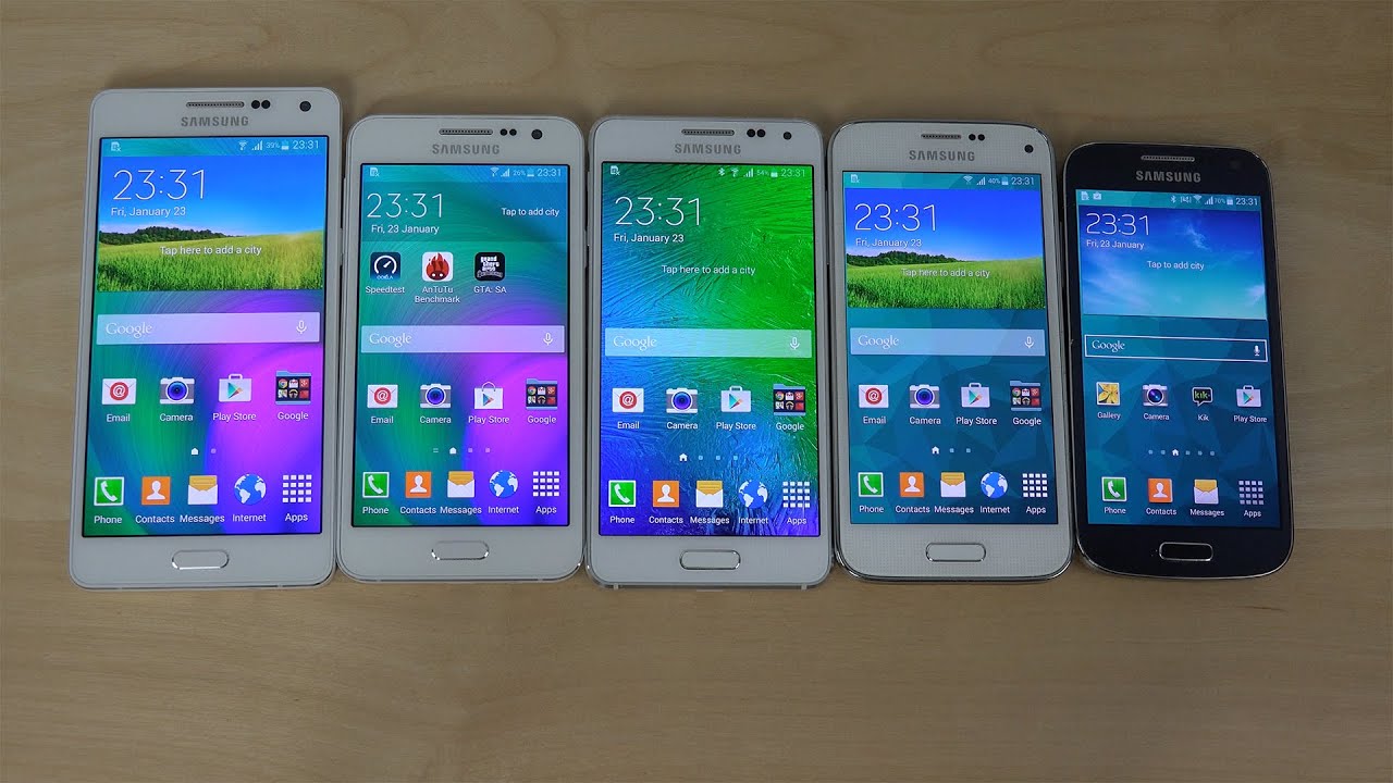 Samsung Galaxy A5 vs. Galaxy A3 vs. Galaxy Alpha vs. S5 Mini vs. S4 Mini -  Review (4K) - YouTube