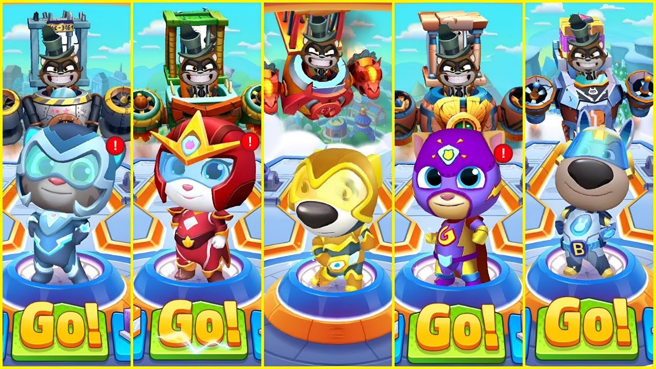 Talking Tom Hero Dash - Discover all the heroes - New ULTRAHERO - All BOSSES Superworld - Gameplay