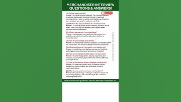 Merchandiser Job Interview Questions and Answers