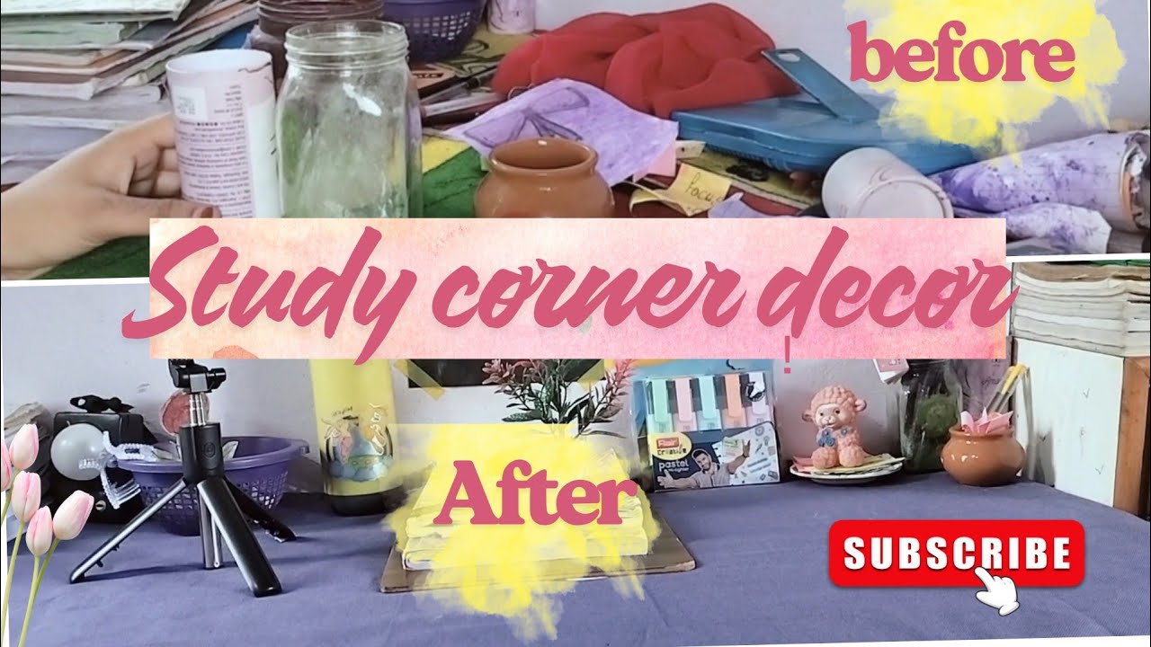 Study corner organise 🌸#decoration #study #corner - YouTube