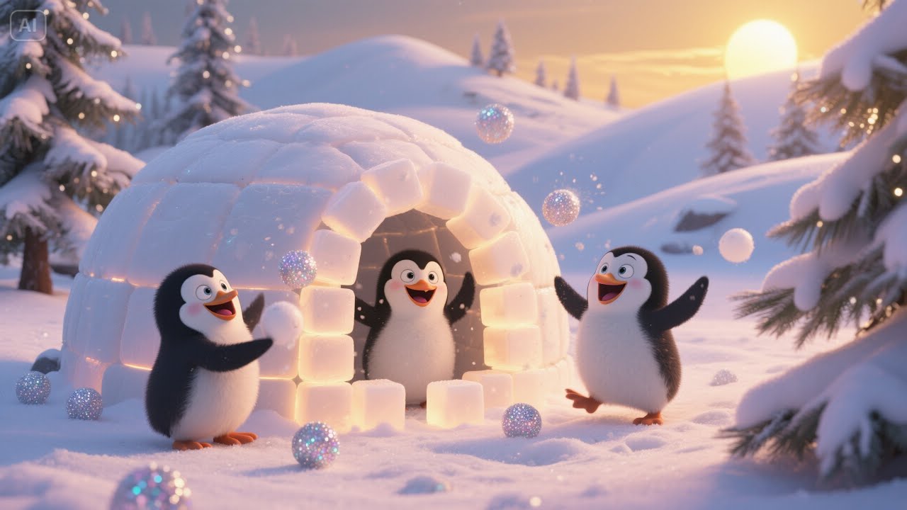 The Playful Penguins | Winter Animal Fun Nursery Rhyme for Kids - YouTube