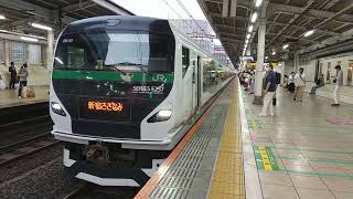 E257系5000番台OM-92編成臨時特急新宿さざなみ4号新宿行き秋葉原駅発車