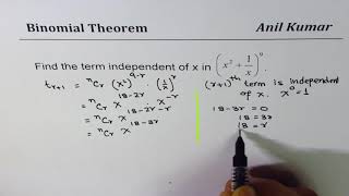 binomial theorem find term independent of variable x