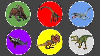 Dinosaurus Jurassic world evolution 2 ; Megalodon vs Trex, Mosasaurus, Dilophosaurus, Triceraptor
