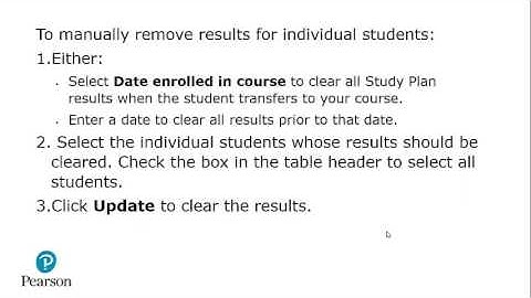 MyLab: Clearing Study Plan Results from a course