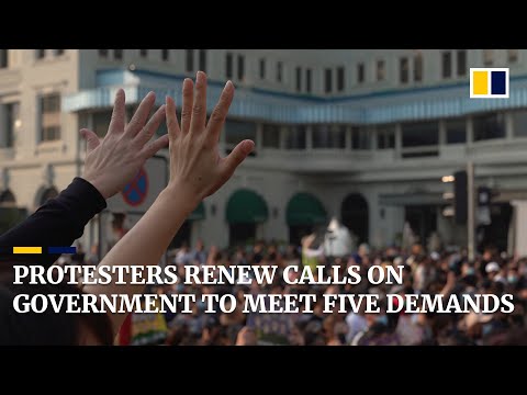 Thousands of protesters return to Hong Kong streets to reiterate five demands to government