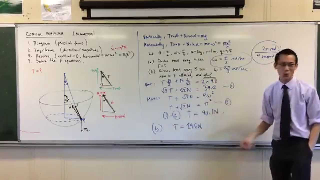 Conical Pendulum Inside a Bowl (2 of 2: An unexpected change in tension) maths is fun