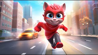 Talking Tom Hero Dash | Супер Анжела Сражается С Большими Енотами! Прыжки В Замедленной Съемке!