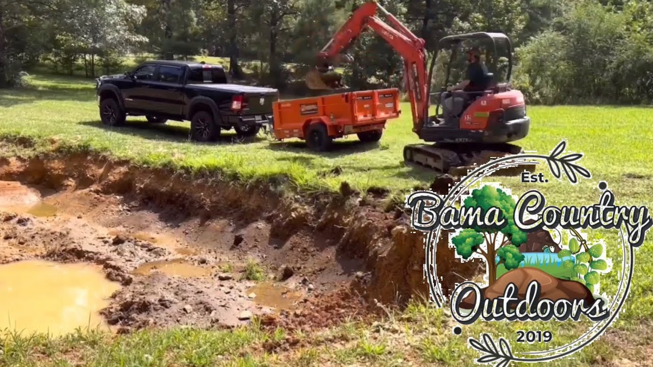 ОБНОВЛЕНИЕ ПО ПРУДУ!! Выкапываем пруд с помощью мини-экскаватора!