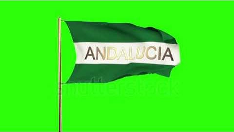 Andalucia flag with title waving in the wind. Looping sun rises style. Animation loop Stock video