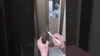 measurements on a piece of wood on a door in preparation for installing a latch#shorts