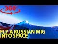 Rocket above the Earth on Soviet-made fighter jet in VR