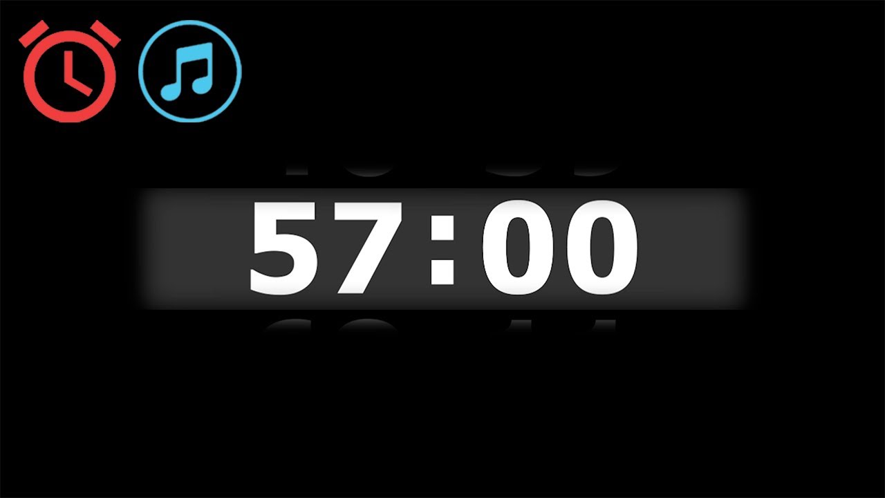 57 Minutes Countdown Timer with Clock Sound & Background Music - YouTube