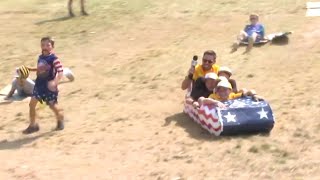 All-Stars family, friends join Justin Warmoth for hill slide before World Championship game