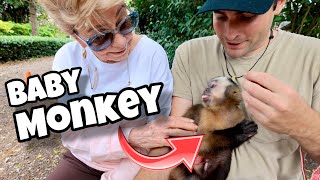 Grandma Meets A Baby Monkey ! What Happens ?!