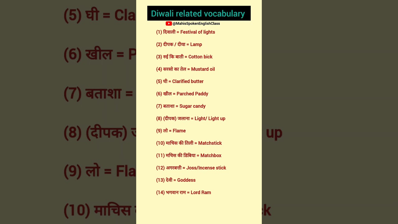 165Diwali related vocabulary 