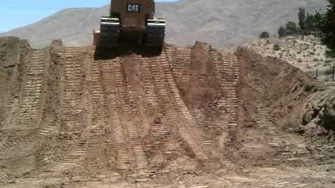 Topping a hill with a D5 dozer