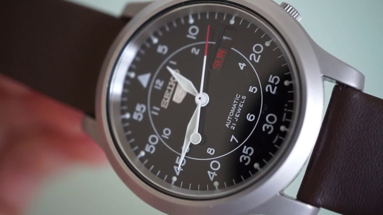 The Best 18MM Brown Leather Strap: HIRSCH ITALOCALF & SEIKO SNK809 Small Field Watch - YouTube