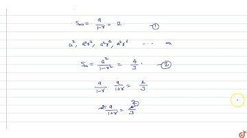 The sum of an infinite geometric series is 2 and the sum of the squares of its tems is `4/3`.