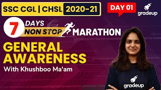 General Awareness Marathon | 7 Days Non-Stop | SSC CGL & CHSL 2020-21 | Khushboo Maam | Gradeup