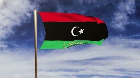 4K Libya flag with title waving in the wind. Looping sun rises style. Animation loop Stock video