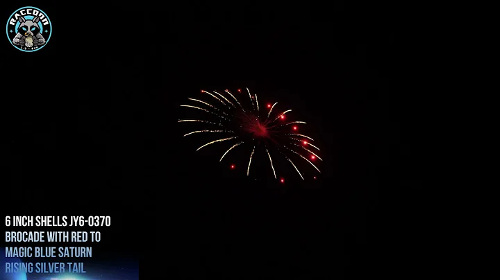 Raccoon Fireworks 1.3G JY6-0370 Award-Winning Shell-Silver Tail to Brocade wRed to Magic Blue Saturn