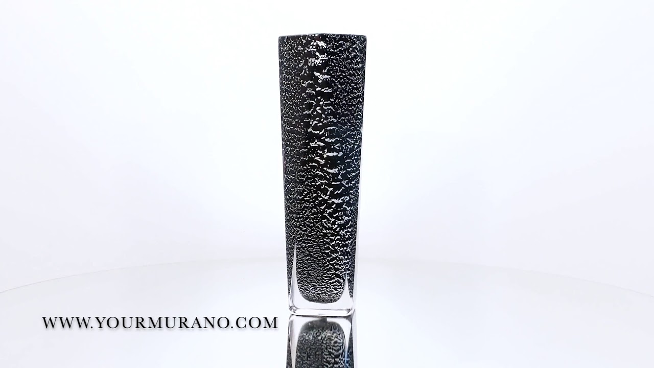 Murano glass black small moder design vase squared | YOURMURANO - YouTube