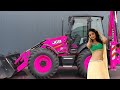 The tractor excavator jcb 3cx skilled operator excavator pretty girl