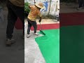 cool technique for leveling elastic resin layers on the field #shorts