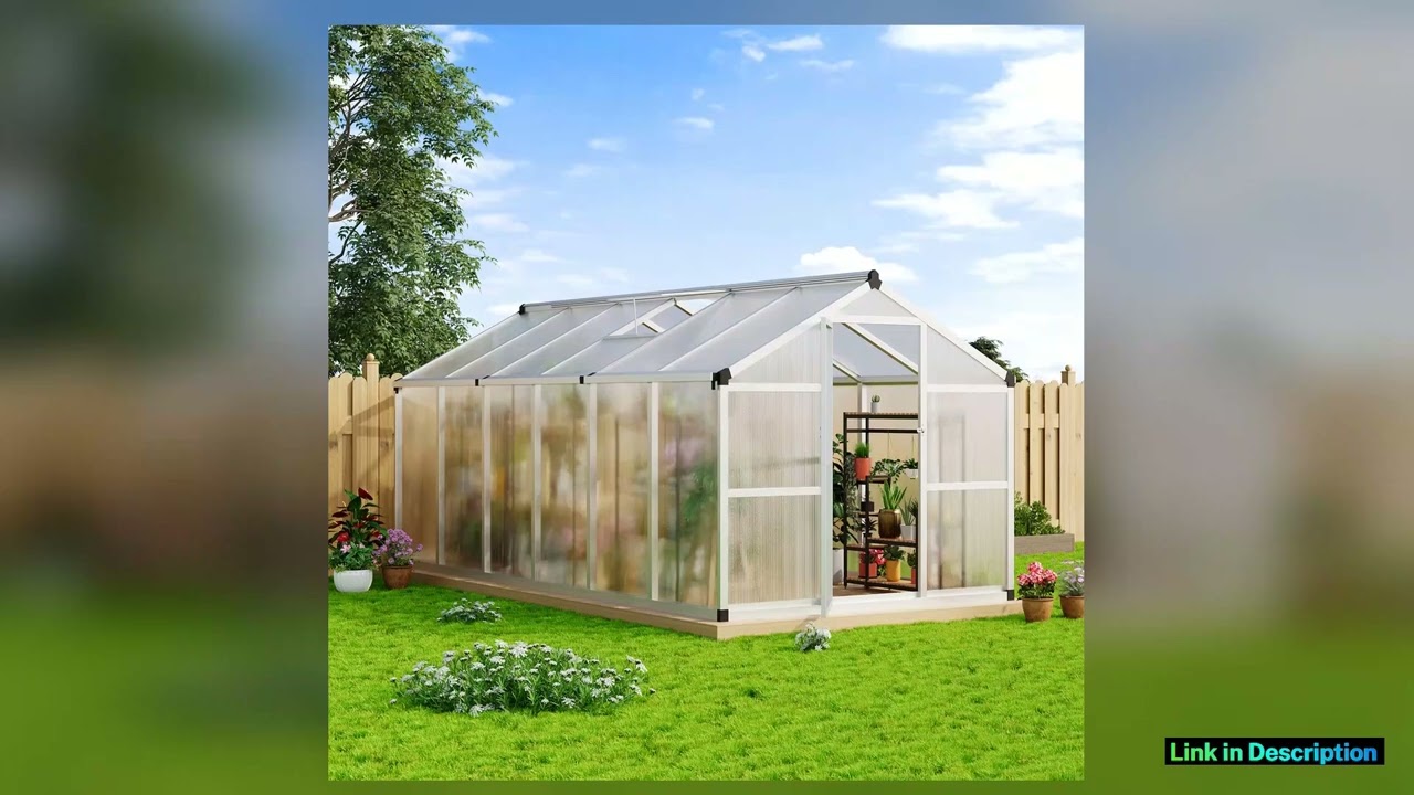 8x12 FT Greenhouse for Outdoors Walkin Green Houses Large Aluminum Greenhouses with Roof Vent and