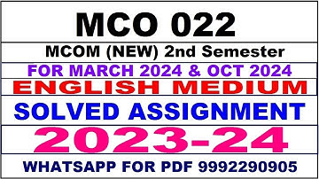 mco 022 (2nd Sem) solved assignment 2023-24 | mco 22 solved assignment in english 2024 | mco 22 2024