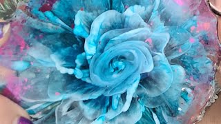 Oh my stunning blue alcohol ink 3D resin flower with Chameleon Flakes on the edges. Video #320