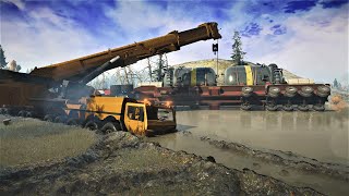 SnowRunner - Liebherr LTM 11200 18x18 Heavy Crane Offroad+Lifting Mack M45SX Giant Fuel Semitrailer