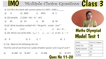 Class 3 Math Olympiad Model Test -1 Ques no 11-20| Math Olympiad Mock Test for Class 3 | IMO Class 3